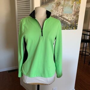 Izod Lime Green and Black Women's  active wear shirt, ready for St Patrick’s Day